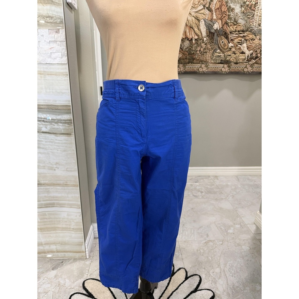 Chico's‎ Pants Womens 0.5 Blue Capri Twill Elastic Waist Stretch Pockets Crop